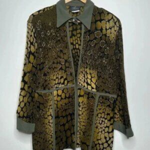 Artex Collection Crocodile Reptile Print Cardigan Blouse Size XXL